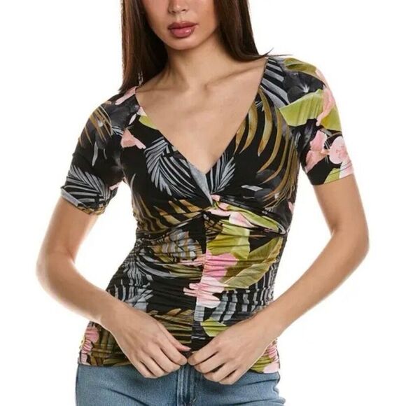 Favorite Daughter Bad Decisions Floral Ruched V-Neck Top NWT Size Extra Small - Picture 1 of 7